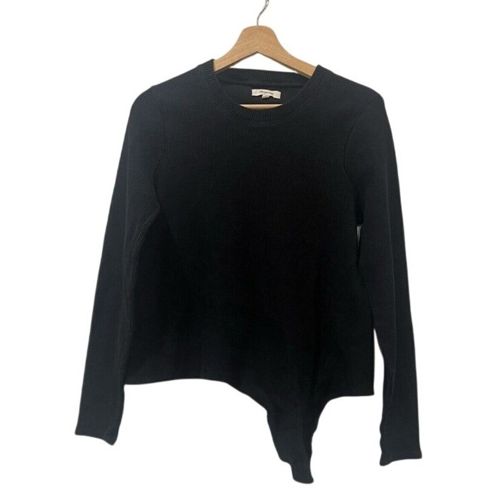 Madewell Knot Front‎ Sweater Womens M Black Minimalist Capsule Effortless Chic